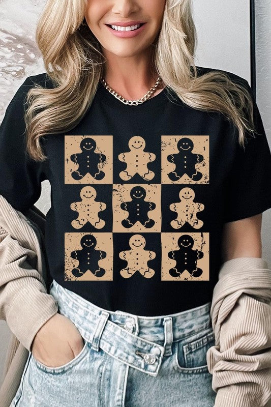 Checkered Gingerbread Man Graphic Tee