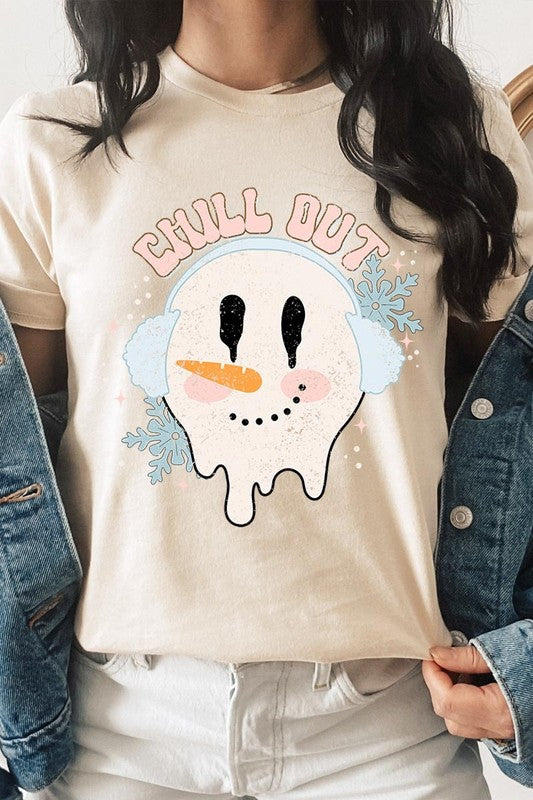 Chill Out Melting Snowman Graphic Tee