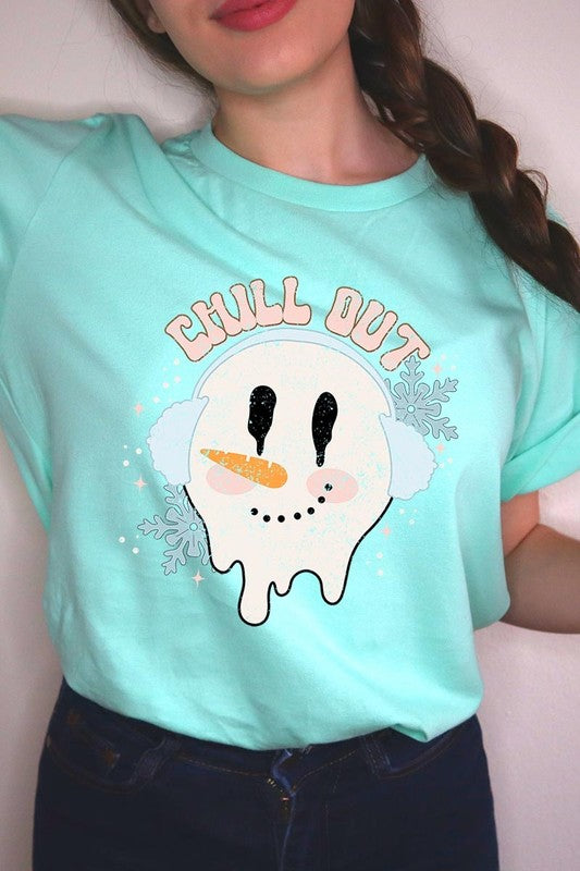 Chill Out Melting Snowman Graphic Tee