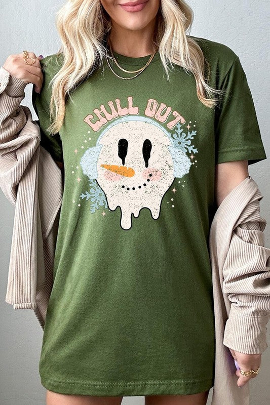 Chill Out Melting Snowman Graphic Tee