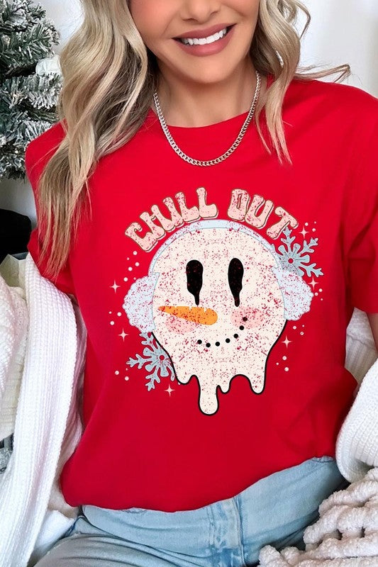 Chill Out Melting Snowman Graphic Tee