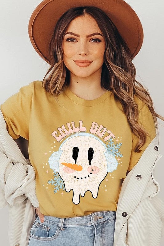 Chill Out Melting Snowman Graphic Tee