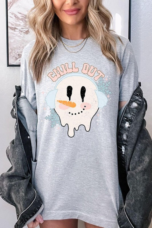 Chill Out Melting Snowman Graphic Tee