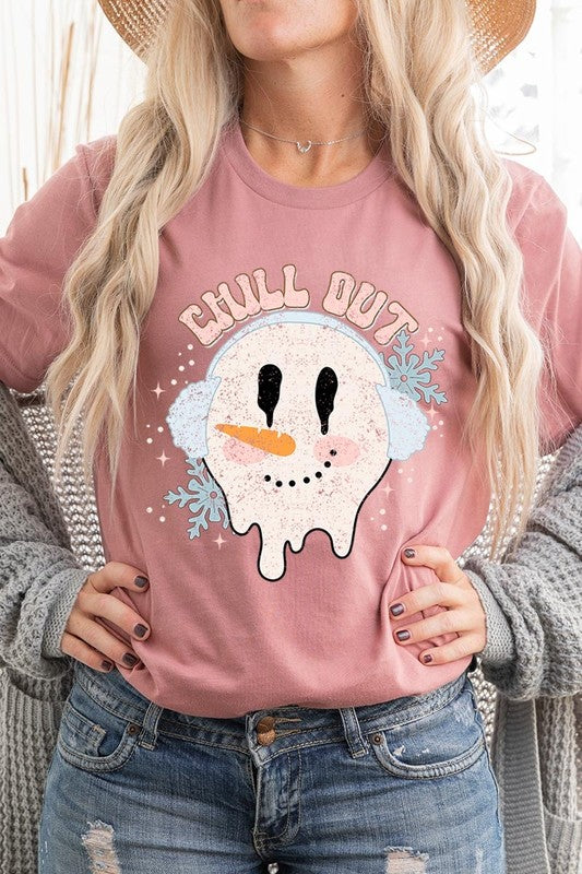 Chill Out Melting Snowman Graphic Tee