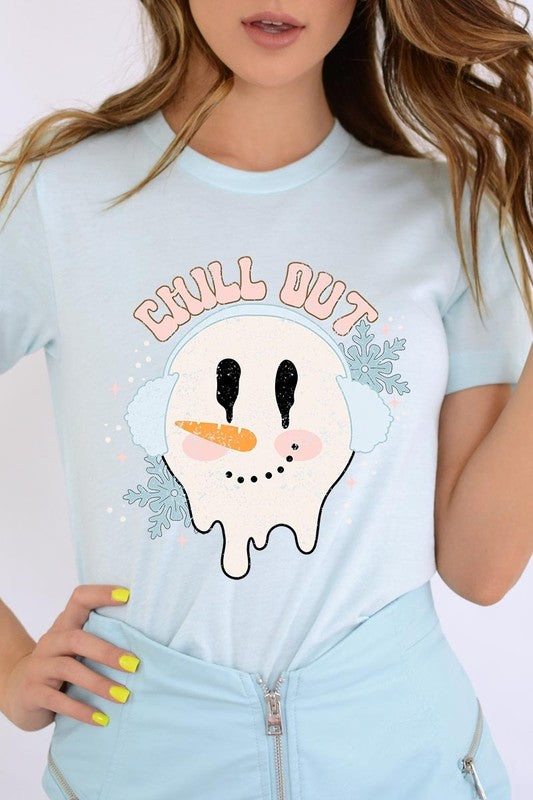 Chill Out Melting Snowman Graphic Tee