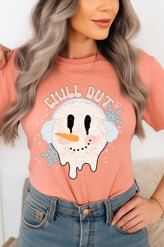 Chill Out Melting Snowman Graphic Tee