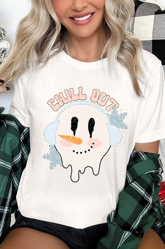 Chill Out Melting Snowman Graphic Tee