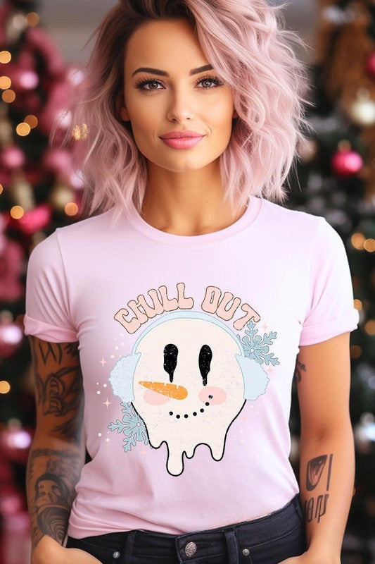 Chill Out Melting Snowman Graphic Tee