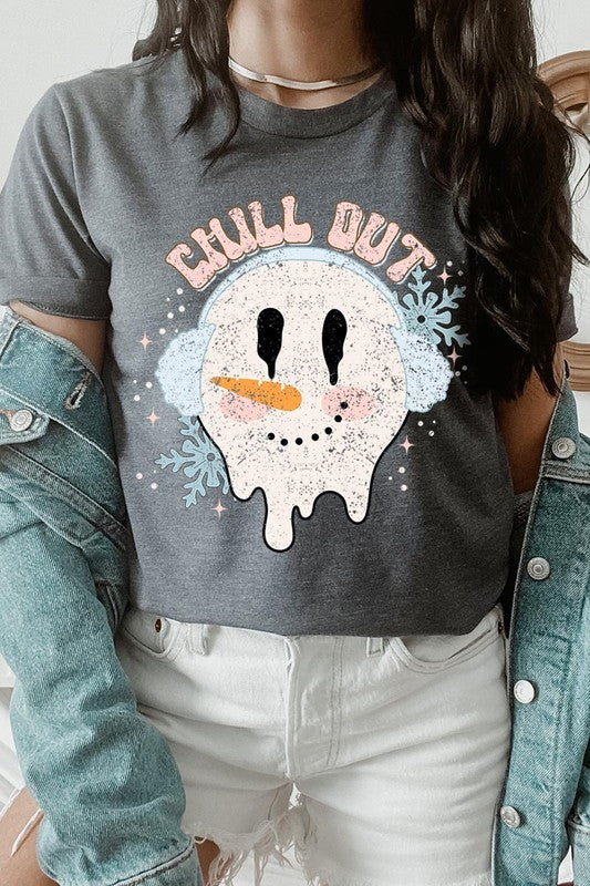 Chill Out Melting Snowman Graphic Tee