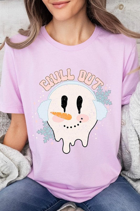 Chill Out Melting Snowman Graphic Tee