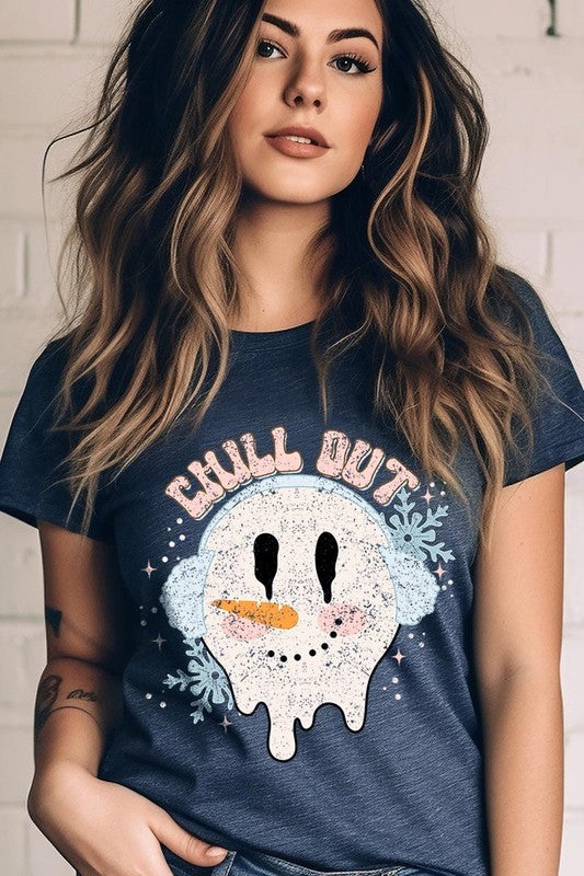 Chill Out Melting Snowman Graphic Tee