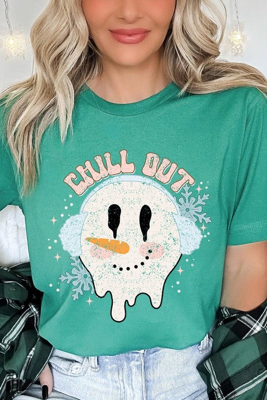 Chill Out Melting Snowman Graphic Tee