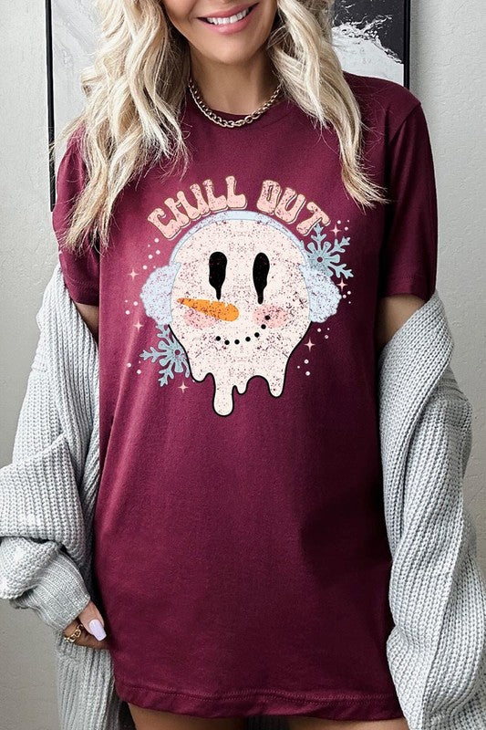 Chill Out Melting Snowman Graphic Tee