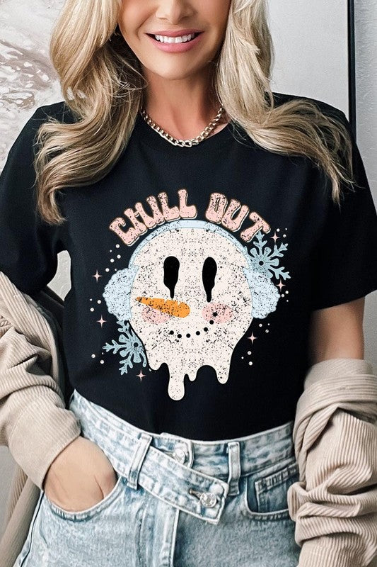 Chill Out Melting Snowman Graphic Tee