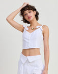 Emory Park Button Up Cropped Top with Shoulder Ties