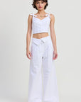 Emory Park Button Up Cropped Top with Shoulder Ties