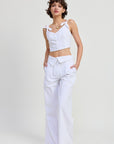 Emory Park Button Up Cropped Top with Shoulder Ties