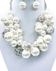 Oversize Pearl And Crystal Statement Necklace Set