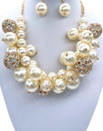 Oversize Pearl And Crystal Statement Necklace Set