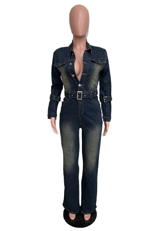 Women&#39;s Denim Sexy Jumpsuit by Claude