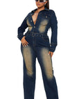 Women's Denim Sexy Jumpsuit by Claude