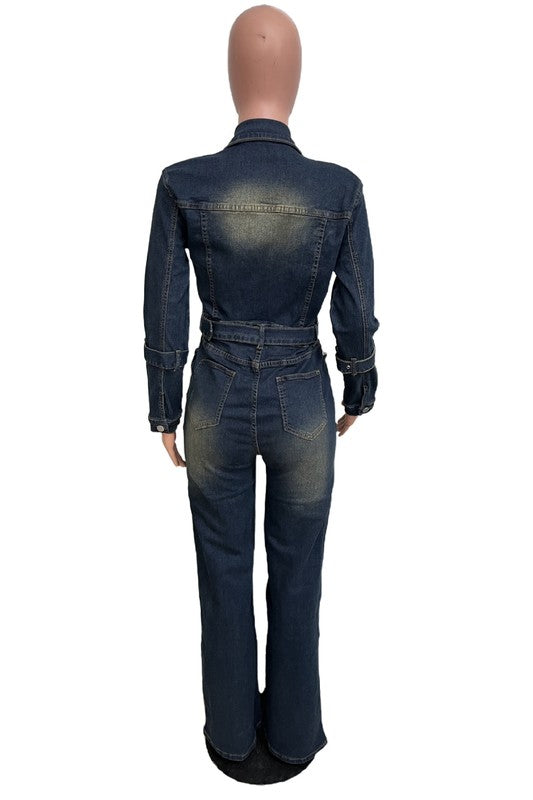 Women&#39;s Denim Sexy Jumpsuit by Claude