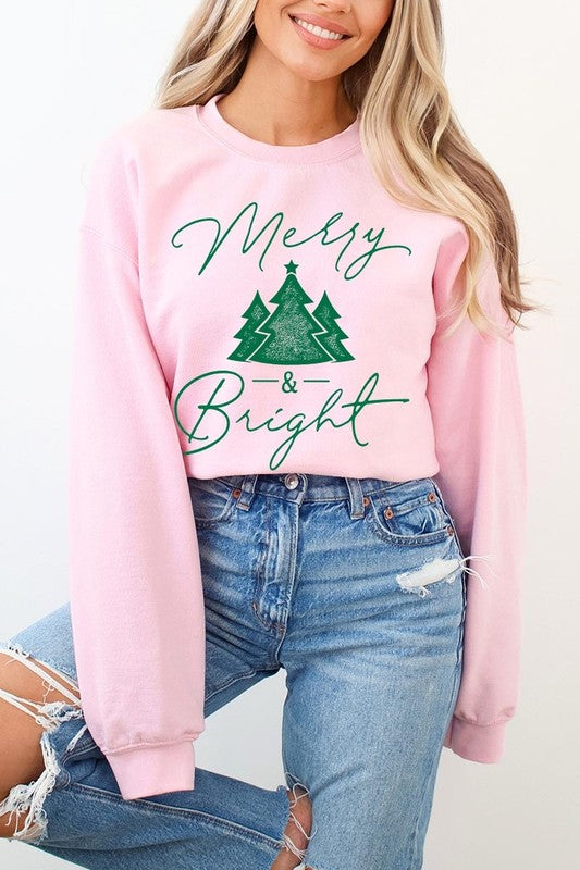 Merry &amp; Bright Graphic Fleece Sweatshirts