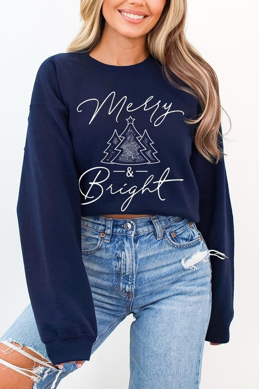 Merry &amp; Bright Graphic Fleece Sweatshirts