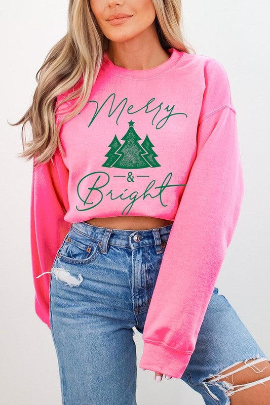 Merry &amp; Bright Graphic Fleece Sweatshirts