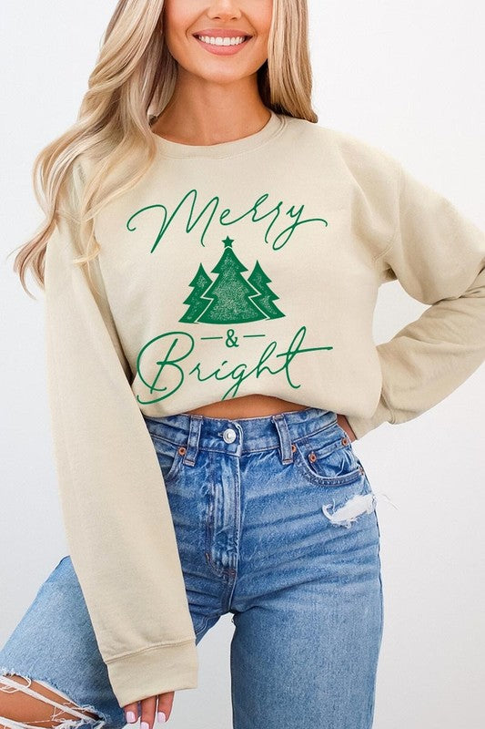 Merry &amp; Bright Graphic Fleece Sweatshirts