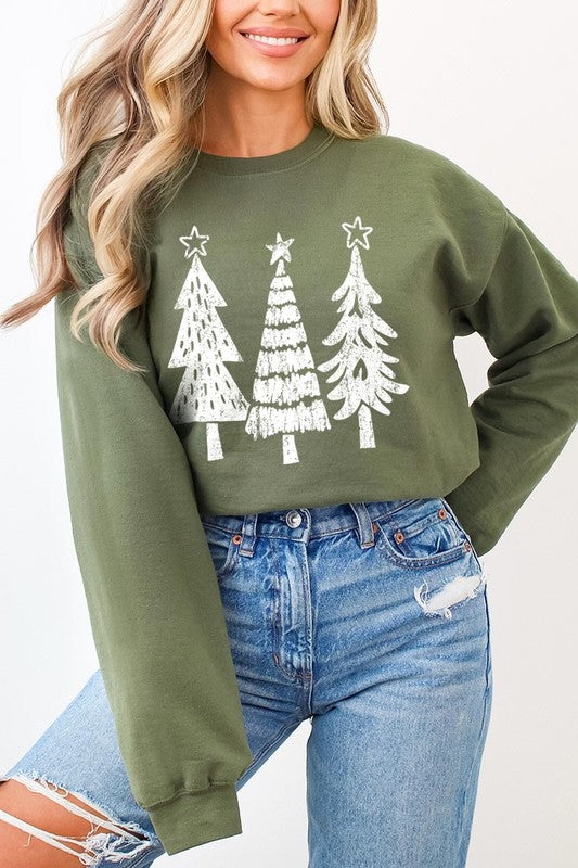 Christmas Trees Graphic Fleece Sweatshirts