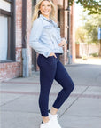 Julia Rose The Riley -7/8 Ankle Length NAVY Leggings Pocket