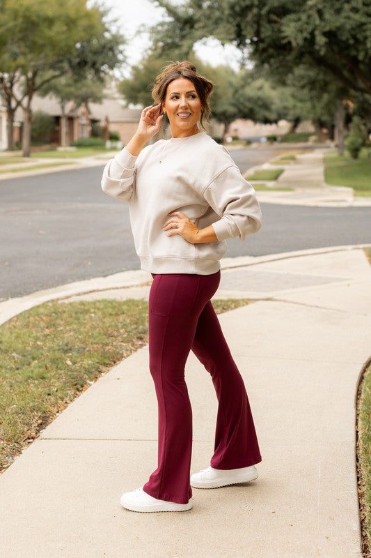 Julia Rose - The Maeve Maroon Bootcut Leggings