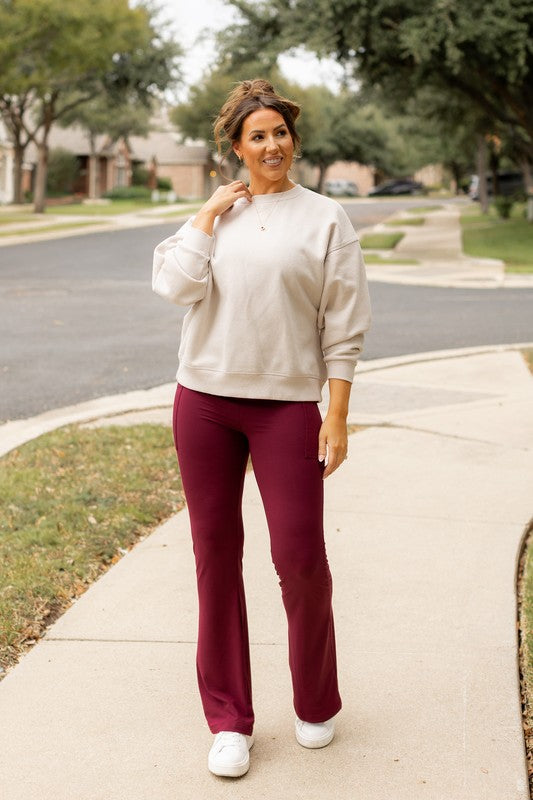 Julia Rose The Maeve Maroon Bootcut Leggings Round 2