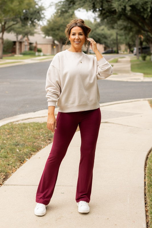 Julia Rose - The Maeve Maroon Bootcut Leggings