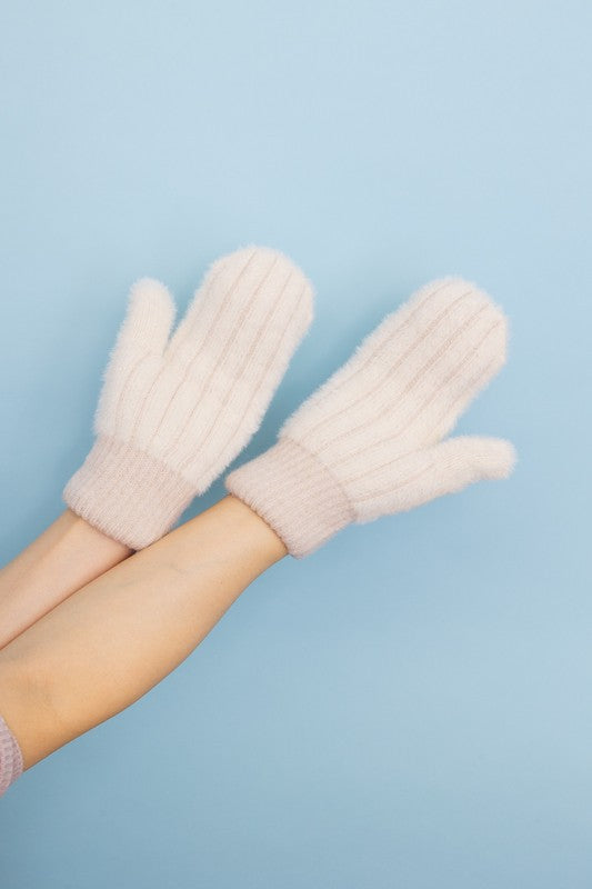 Plush Pastel Fuzzy Mittens