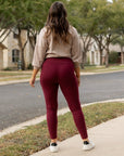 Julia Rose The Molly Maroon Crossover Full Length Leggings