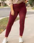 Julia Rose The Molly Maroon Crossover Full Length Leggings