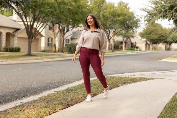 Julia Rose The Molly Maroon Crossover Full Length Leggings