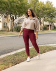 Julia Rose The Molly Maroon Crossover Full Length Leggings