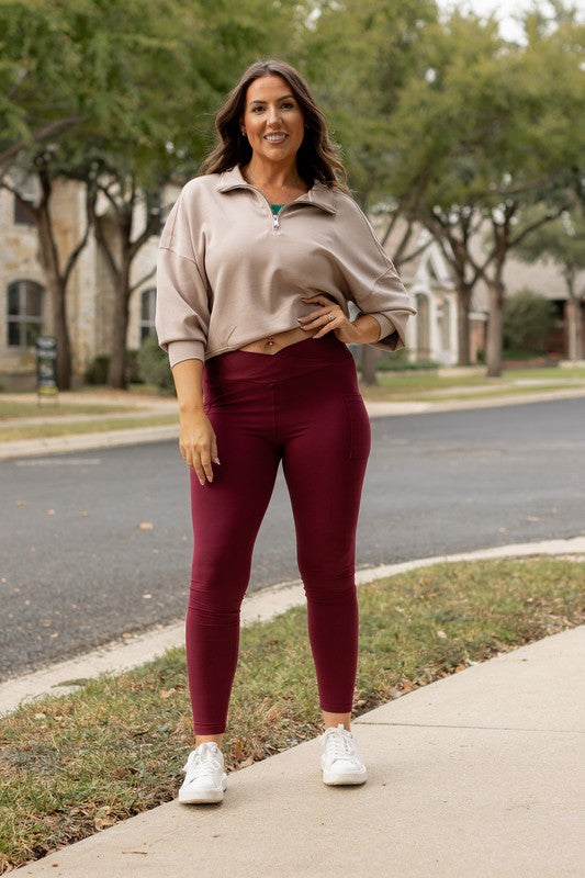 Julia Rose The Molly Maroon Crossover Full Length Leggings