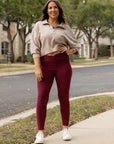 Julia Rose The Molly Maroon Crossover Full Length Leggings