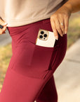 Julia Rose The Molly Maroon Crossover Full Length Leggings