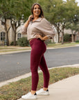 Julia Rose The Molly Maroon Crossover Full Length Leggings