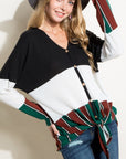 e Luna Brushed Hacci Striped Casual Top