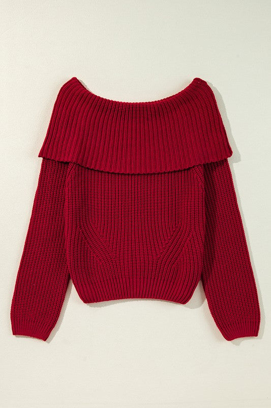 Off Shoulder Ribbed Knit Sweater