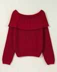 Off Shoulder Ribbed Knit Sweater