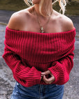 Off Shoulder Ribbed Knit Sweater