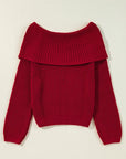 Off Shoulder Ribbed Knit Sweater