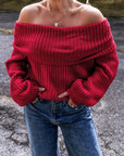 Off Shoulder Ribbed Knit Sweater